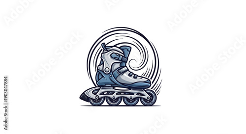 Dynamic Inline Skate Illustration with Swirl Background.