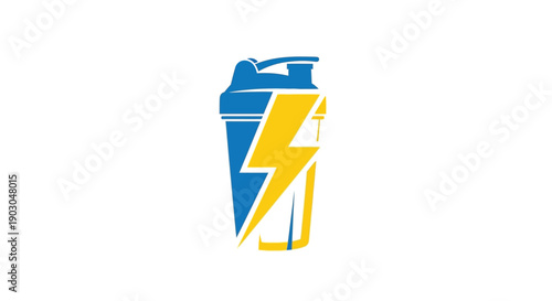 Dynamic Protein Shaker Bottle with Lightning Bolt Design.