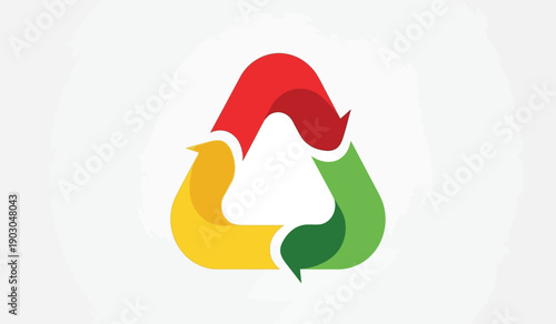 Recycling symbol made of red, yellow and green arrows
