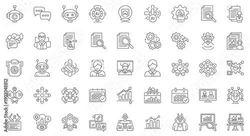 Collection of various business and finance line icons for professional use.