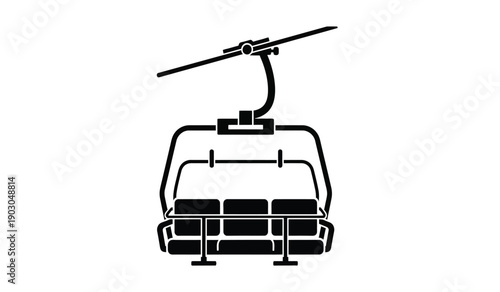 A black and white illustration of a ski lift chair