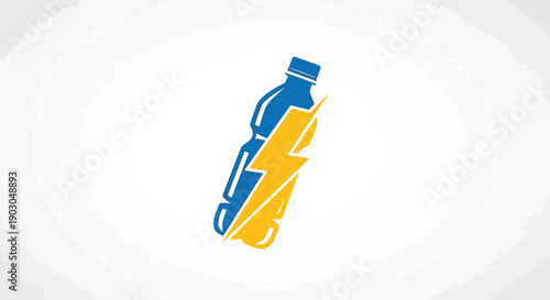 Energy Drink Bottle with Lightning Bolt Logo.