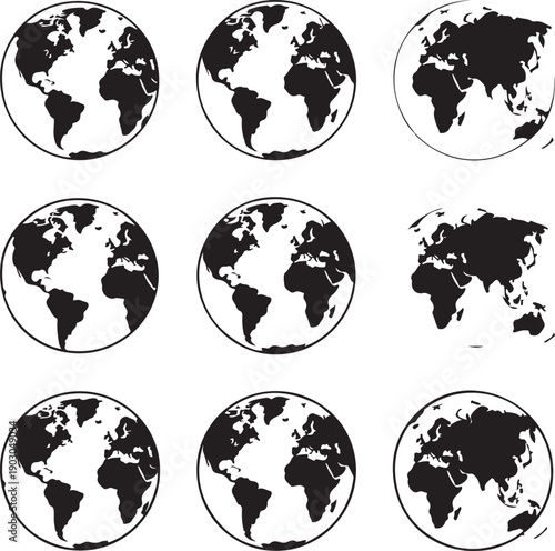 blackandwhite earth globe illustrations