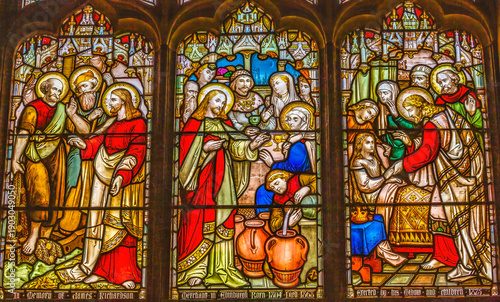 Jesus Cana Wine Stained Glass St Gile's Cathedral Edinburgh Scotland