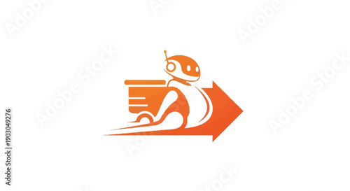 Fast Robot Delivery Service Logo Design.