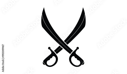Two crossed black pirate swords