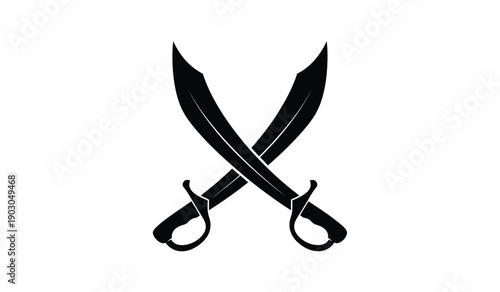 Two crossed swords in black silhouette