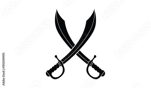 Two crossed swords in a black silhouette