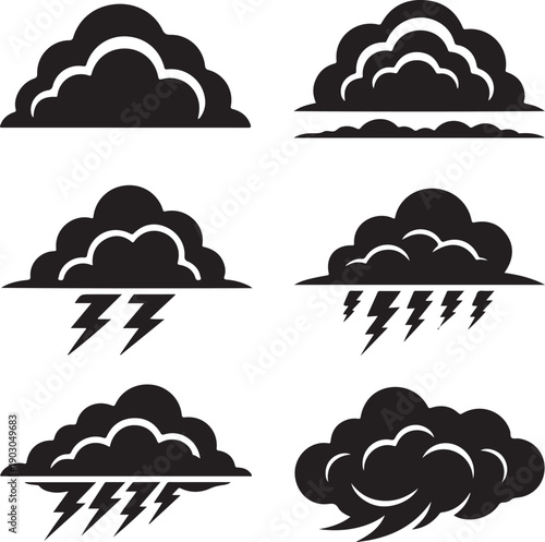 blackcloudswithandwithoutlightningboltsweathericons
