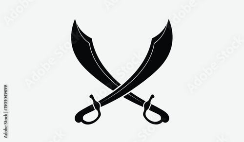 Black silhouette of two crossed pirate swords