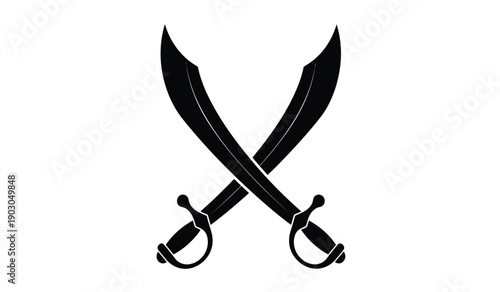 Two crossed swords in black color