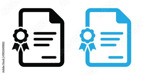 Certificate icon with ribbon and seal. Certificate Award Multiple Style Icon Design Vector - Official certificate document representing achievement, qualification, or formal recognition.
