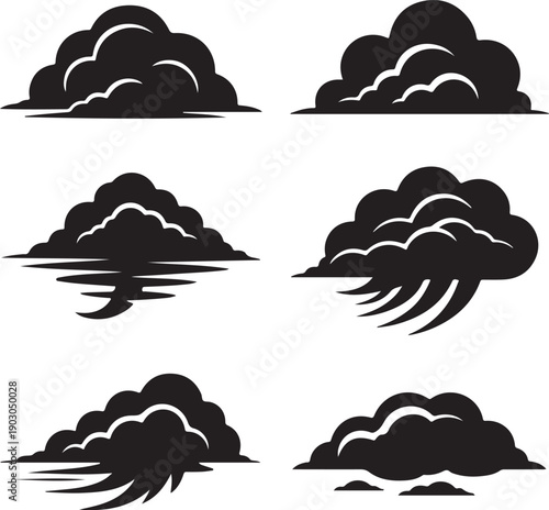 clouds in various weather conditions with different shapes and sizes