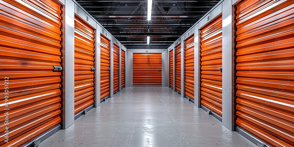 custom made wallpaper toronto digitalRow of Orange Storage Units in Indoor Facility