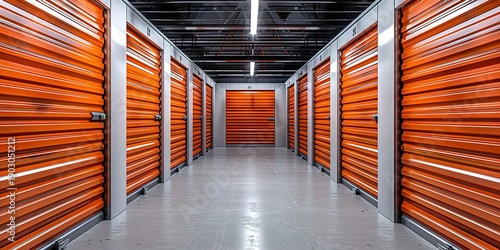 Row of Orange Storage Units in Indoor Facility