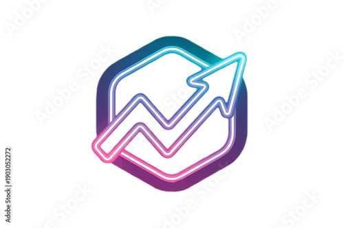 Neon Blue Purple Hexagon Shield Frame with Glowing Border 