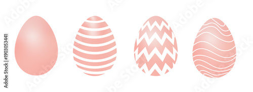 Set of cute 3d realistic easter eggs with decorative patterns on isolated background;