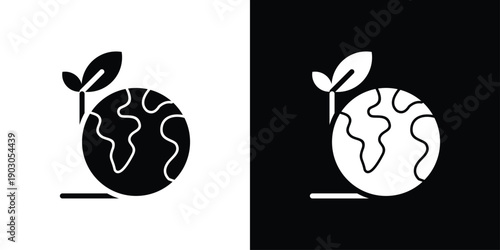 Earth Icon Sheet  Black And White