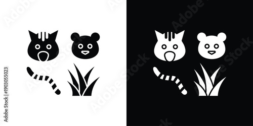 Wildlife Icon Sheet  Black And White