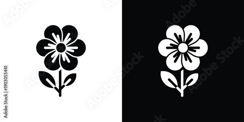 Flower Icon Sheet  Black And White