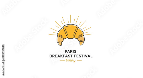 Paris Breakfast Festival Croissant Logo Design.