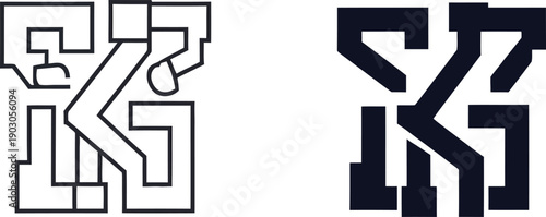 Geometric Letterforms with Interlocking Lines