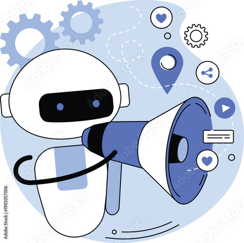 AI in Social Media Abstract Concept Vector Illustration.