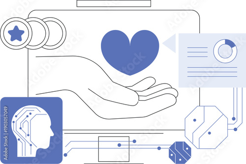 AI-Driven Nonprofit Marketing abstract concept vector illustration.