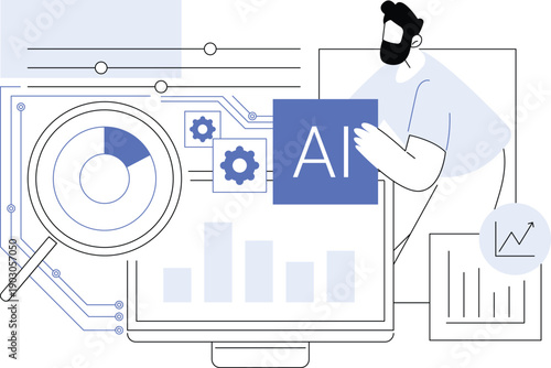 AI-Analyzed Market Research abstract concept vector illustration.