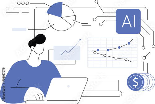 Real-Time Sales Insights with AI abstract concept vector illustration.