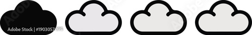 Set of four cloud icons with varying opacity representing weather forecast stages perfect for digital interfaces and presentations