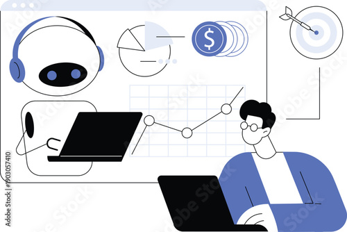 AI-Powered Marketing Tools Abstract Concept Vector Illustration.