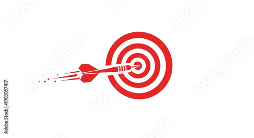 Red dart hitting the bullseye on a target board.
