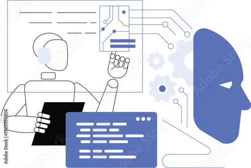 AI-Supported Robotics and Automation abstract concept vector illustration.