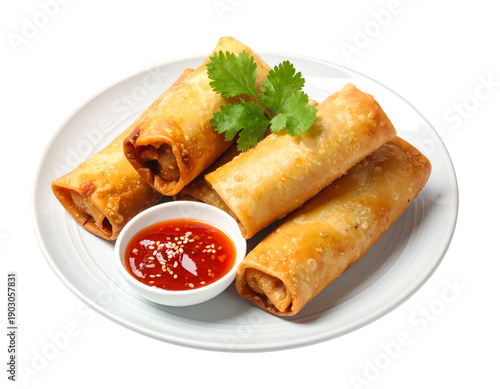 lumpia or spring roll filled with stir-fried bamboo shoots isolated on transparent png