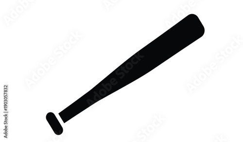 A black silhouette of a baseball bat for sports or equipment concepts