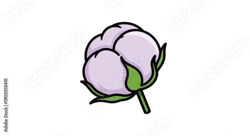 Elegant vector illustration of a soft cotton boll, portraying natural fibers with gentle colors