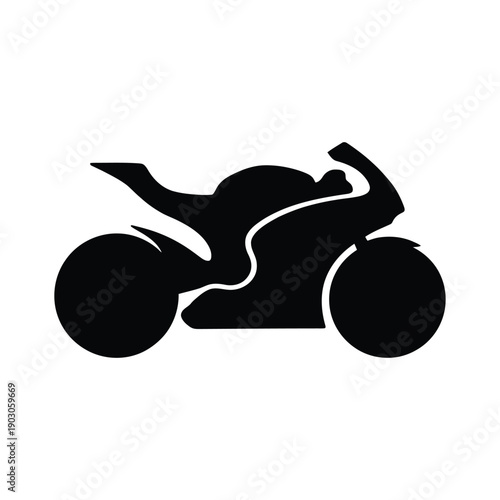 A sleek black silhouette of a motorcyclist riding a sportbike