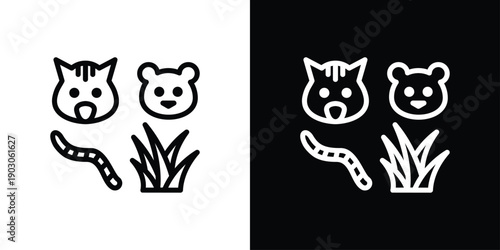 Wildlife Icon Sheet  Black And White