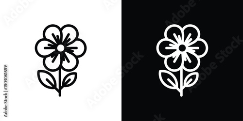 Flower Icon Sheet  Black And White
