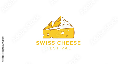 Swiss Cheese Festival Logo Design with Mountainous Cheese Slice.