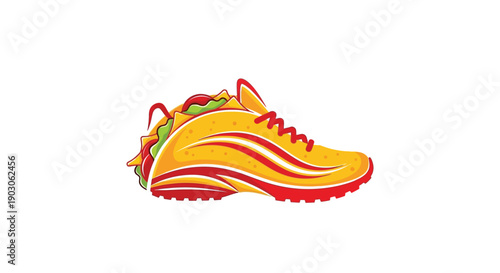 Taco-Inspired Athletic Shoe Design on White Background.