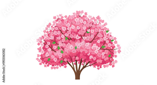 Vibrant pink blossoming tree illustration showcasing nature's seasonal spectacle and flourishing botanical beauty