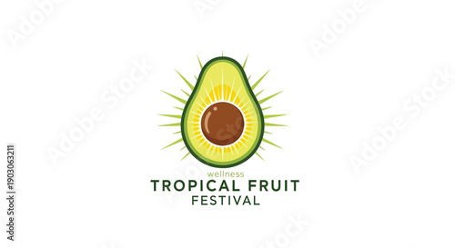 Tropical Fruit Festival Avocado Logo Design.
