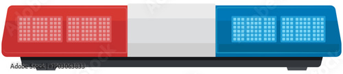 Police red and blue light bar icon without background.