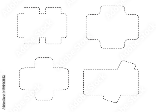 Dotted Medical Cross Icons Set – Healthcare Plus Symbol Outline Vector