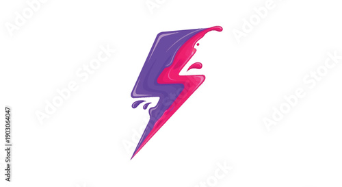 Vibrant Lightning Bolt Symbol with Paint Splatter Effect.