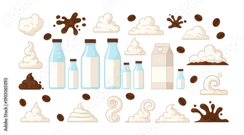 Chocolate milk bottles and desserts.