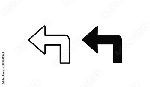 Black and white arrows pointing left and right in a curved line on a pure