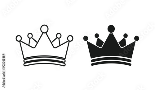 Two crowns in black and white on a royalty free vector graphics
